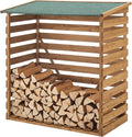 EN.CASA Überdachter Brennholz-Unterstand aus Kiefernholz mit Bitumendach, 123 x 116 x 64 cm